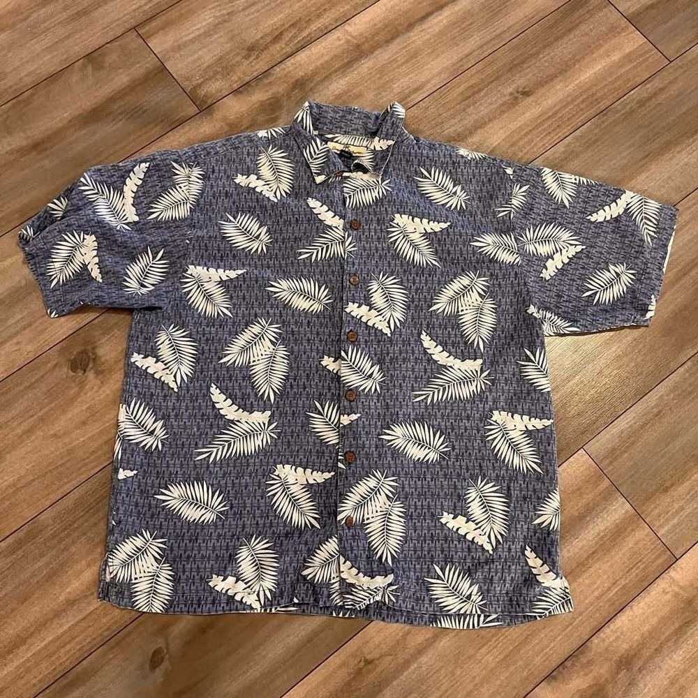 Tommy Bahama Leaf Pattern‎ Buttonup Shirt Men Large Bin E-23